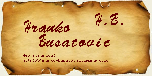 Hranko Bušatović vizit kartica